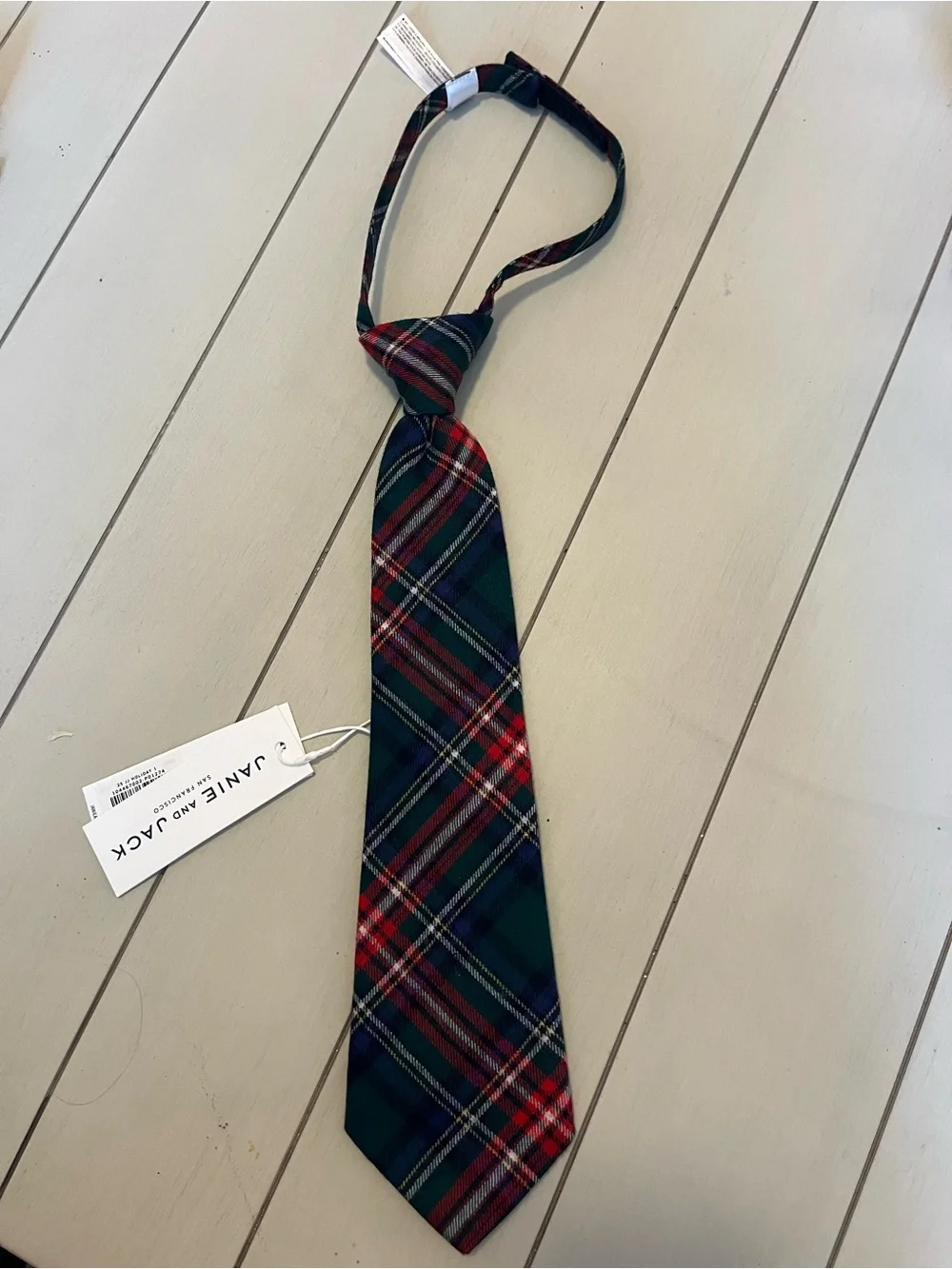 Janie and Jack Green Plaid Tie with Red and Navy Accents